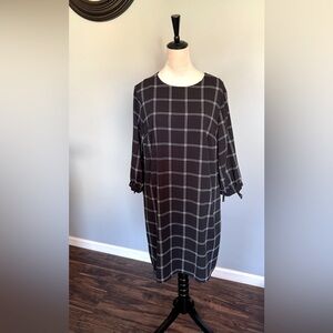 A New Day Windowpane Sheath Dress Women’s Size Large 3/4 Tie Sleeve
